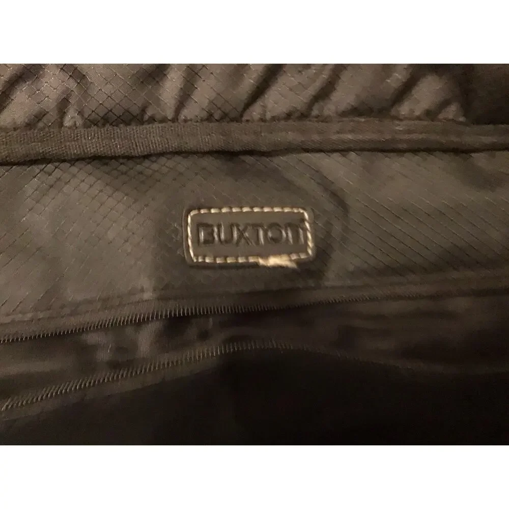 Buxton Black Vegan Leather Expandable Laptop Work/School Briefcase Bag #121105